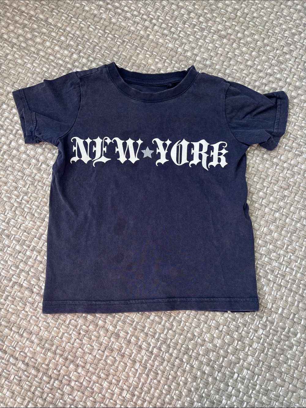 Butter Navy Tee with White "New York" Graphic